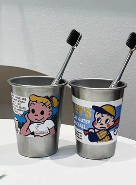 原田治情侣304不锈钢漱口杯防霉抗菌成人家用洗漱杯牙缸创意学生