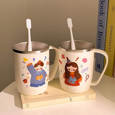 304不锈钢漱口杯牙刷杯一家三口