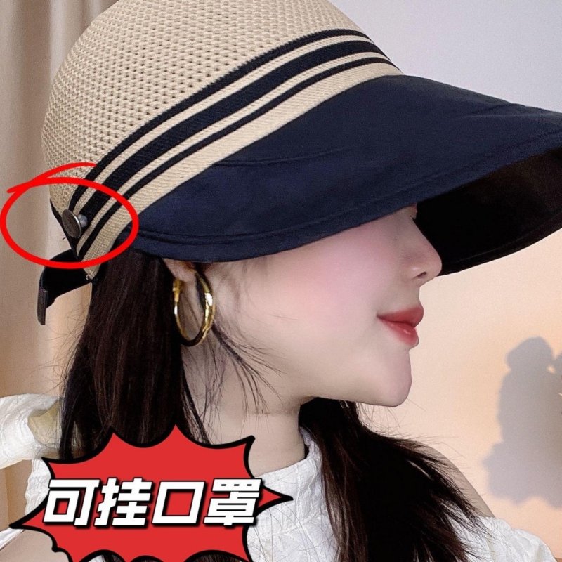 加长女鸭舌帽夏季新款镂空透气渔夫帽子女户外遮阳防晒可扎马尾帽