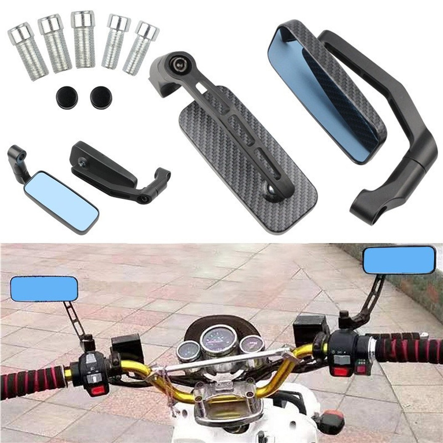 摩托车倒车镜踏板适用于雅迪电动车改装后视镜倒车镜观后镜立体镜