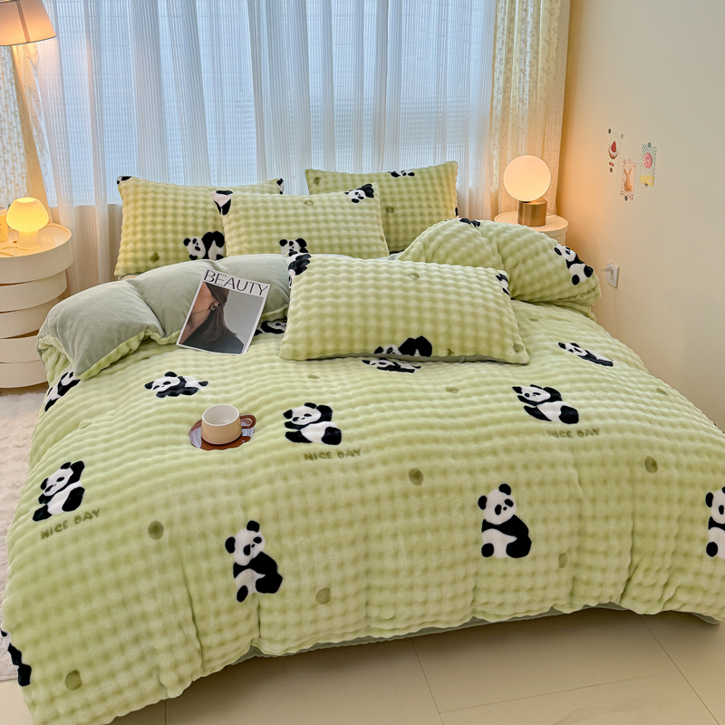 A+玉芙妮仿兔兔绒四件套牛奶绒无静电三件套加厚床单床笠套件