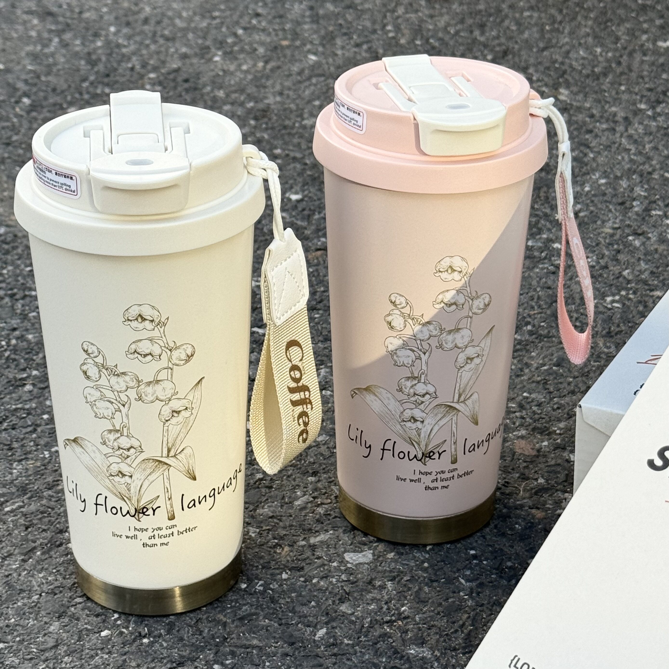 2026新款铃兰花保温杯316不锈钢咖啡杯女大容量高颜值吸管水杯子图片