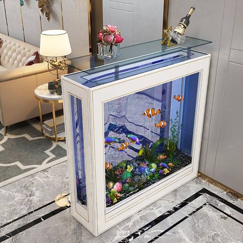 轻奢鱼缸底滤隔断屏风家