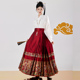 新款 国风明制汉服 女日常新中式 原创仿妆花织金马面裙 鹭鹭莲升
