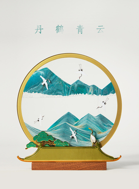 马鹿淡河青云流沙画摆件装饰客厅办公室领导高端礼品定制客户礼品