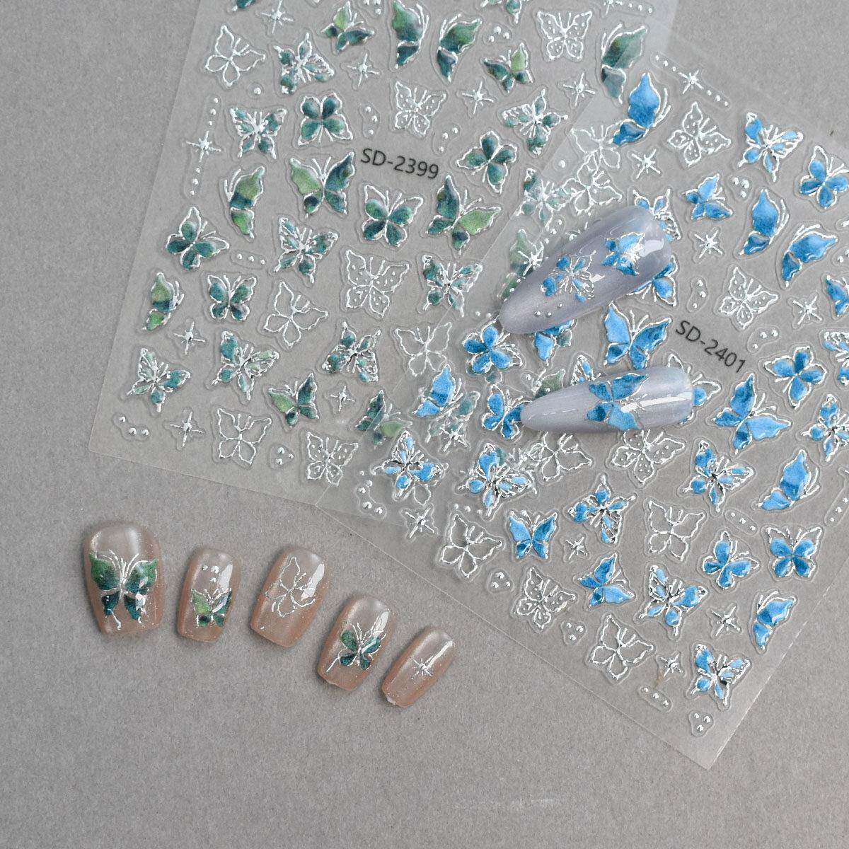 网红美甲贴纸纯欲风贝壳光果冻蝴蝶贴纸秋冬小清新款指甲装饰贴花