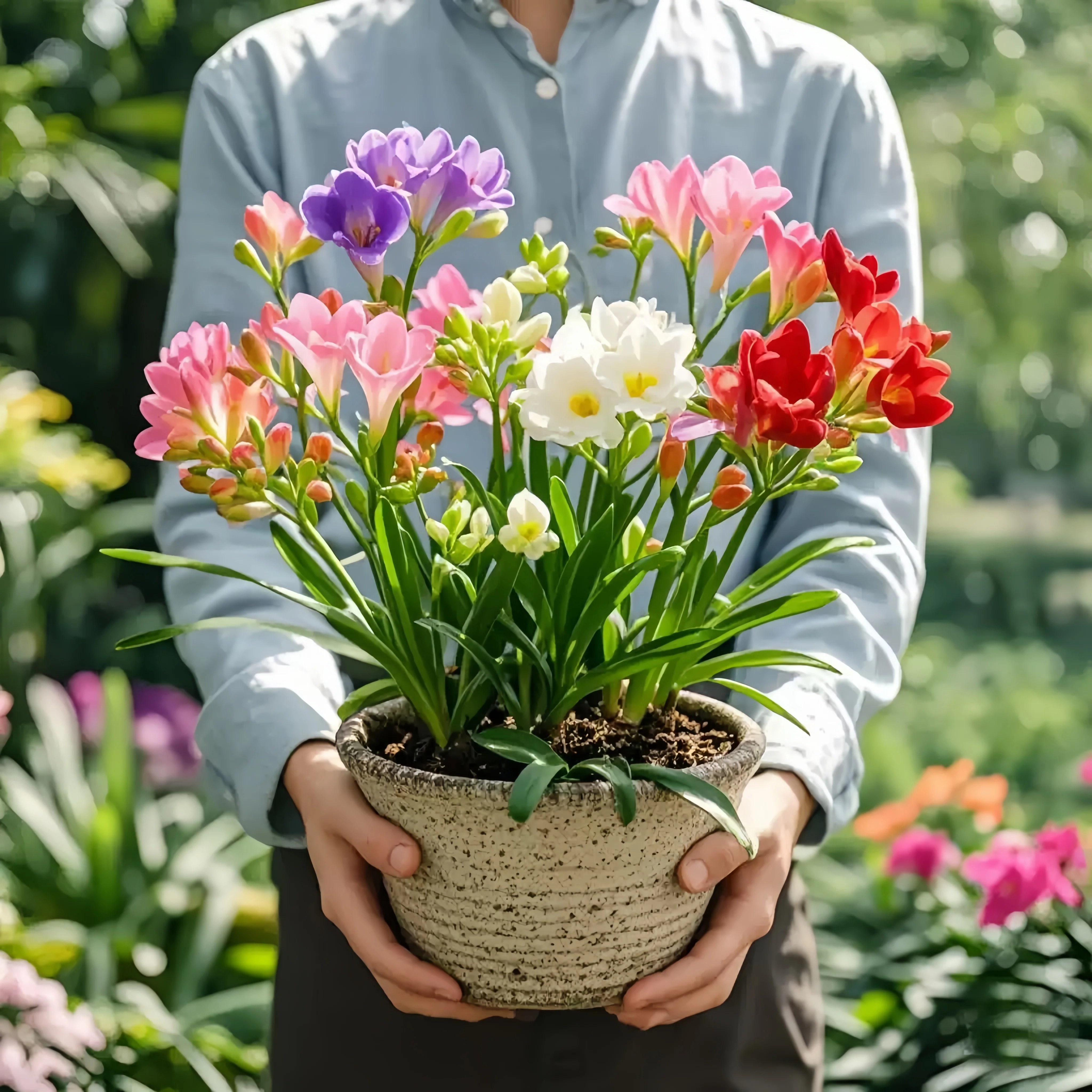 香雪兰小苍兰种球土培花卉植物办公室内客厅阳台水养绿植四季好养