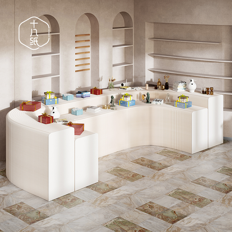 十八纸长条展示柜流水台盲盒收纳展示架展示台桌陈列货架手办样品