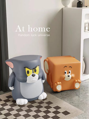 创意入户换鞋凳门口家用小矮凳可爱入户穿鞋板凳汤姆猫奶油风凳子
