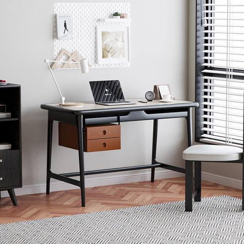 早迟复古风实木书桌小户型梳妆台