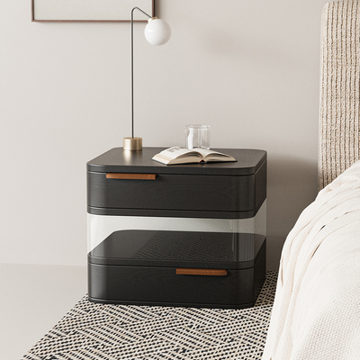 早迟现代极简全实木床头柜