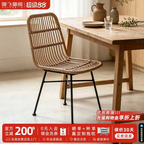 藤编椅子靠背椅2026新款家用小户型高级舒服久坐商用餐厅椅餐桌椅