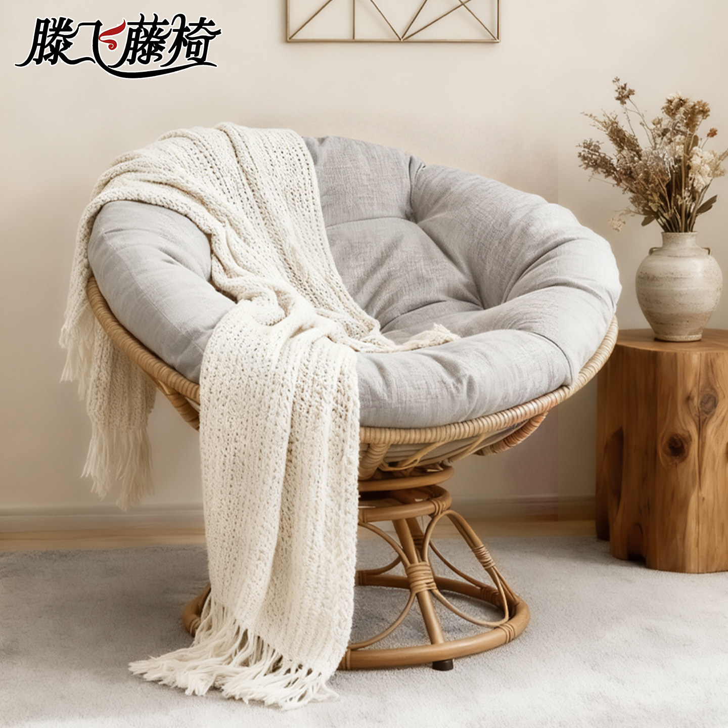 懒人沙发藤椅单人阳台网红雷达椅露台懒人休闲躺椅圆形靠背旋转椅