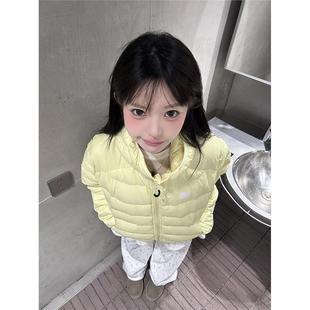淡黄色连帽排骨羽绒棉服女款2025新款冬季保暖洋气轻薄小棉袄外套