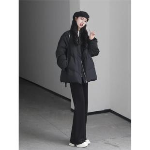 黑色高级感韩系羽绒服女款冬季2025新款小个子保暖面包服棉袄外套