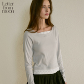 法式 Letter 波点假两件 撞色修身 上衣25春款 from moon女长袖