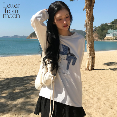 Letter from moon 2026新款拼接小马长袖T恤女休闲甜美百搭卫衣