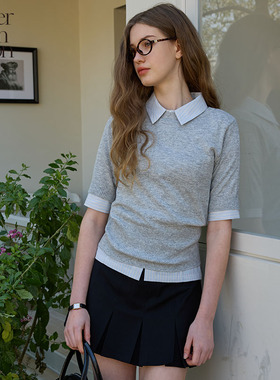 Letter from moon春日经典复古修身针织衫2025春新款休闲短袖毛衣