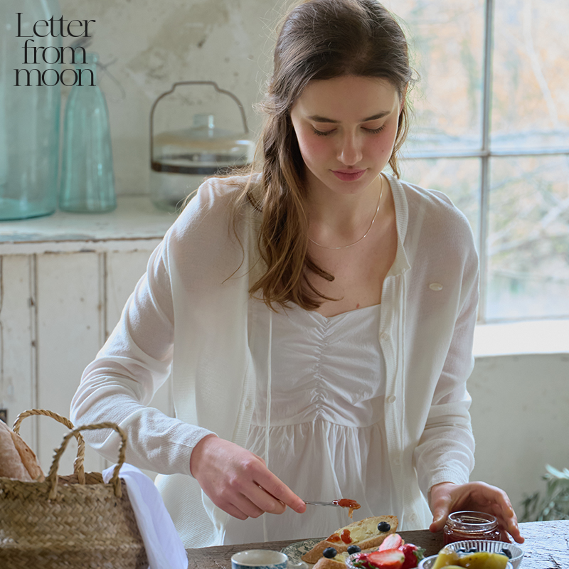 吴芊盈同款丨Letter from moon薄款气质开衫25夏季简约清新外套女