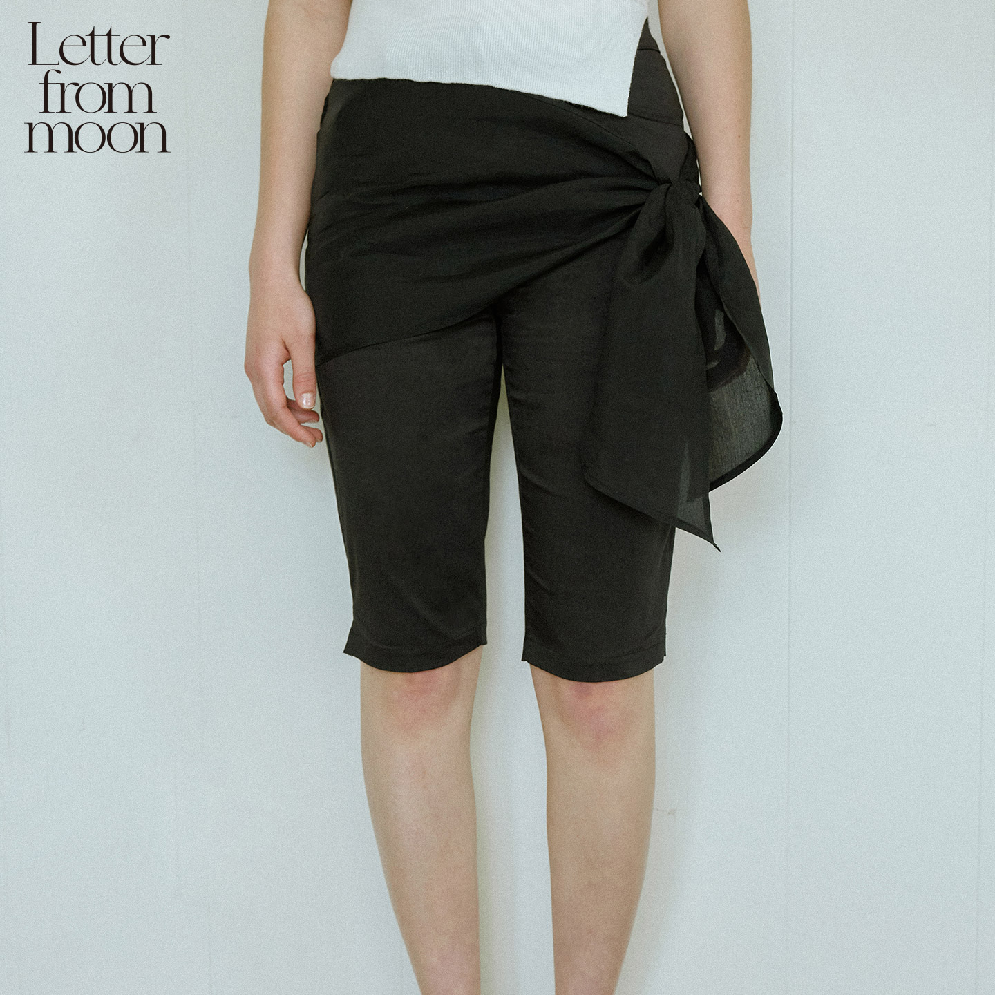 Letter from moon缎带优雅气质七分裤2025年夏季新款时尚短裤女