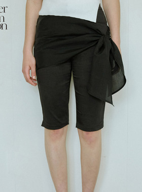 Letter from moon缎带优雅气质七分裤2025年夏季新款时尚短裤女