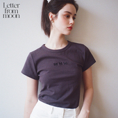 杨超越同款 短袖 Letter From Moon蝴蝶刺绣修身 女夏款