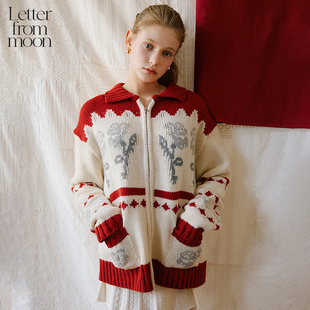 from Letter moon玫瑰花羊毛针织费尔岛风毛衣女 迪丽热巴同款