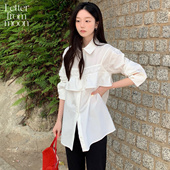 from moon 2026新款 Letter 分层叠穿宽松棉质衬衫 百搭休闲上衣