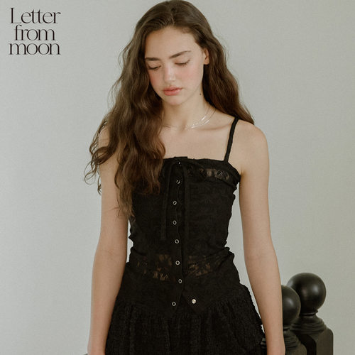 蔡依林同款丨Letter from moon蕾丝微透性感吊带25夏时尚叠穿上衣