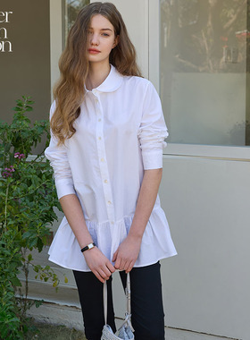 【张婧仪同款】Letter from moon喇叭衫连衣裙25早春新款压褶衬衣