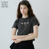 女短款 T恤 from moon蝴蝶刺绣短袖 Jennie同款 Letter