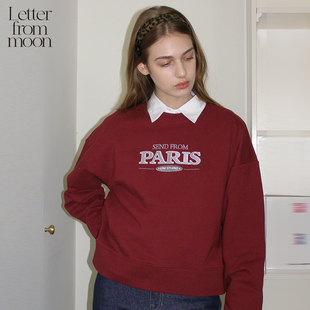 from 巴黎书店复古款 moon女式 新款 套头卫衣 上衣2024年秋季 Letter