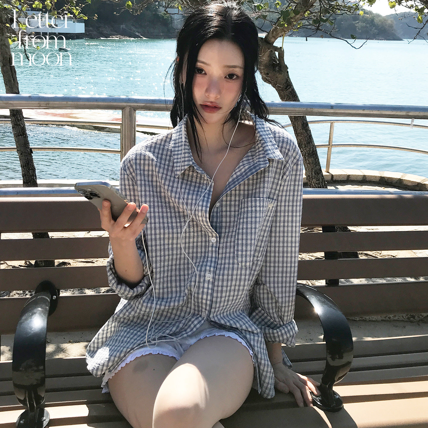 柯颖同款丨Letter from moon 26新款宽松格纹衬衫休闲松弛感上衣