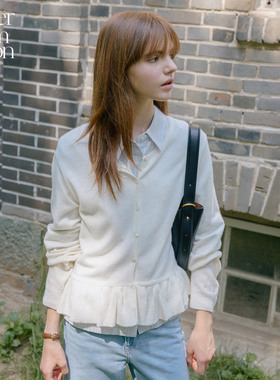 陈钰琪同款丨Letter from moon荷叶边开衫25年秋通勤休闲内搭上衣