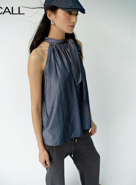 LLCALL 珠光波点飘带挂脖绑带背心（抗菌面料）