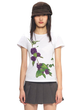 ll call是紫珠花卉正肩修身印花短袖（只能手洗）不是葡萄树T恤