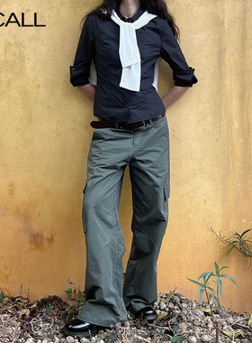 LLCALL 纯棉洗水微做旧多口袋工装裤