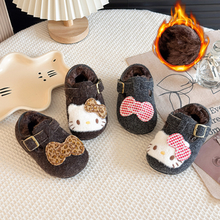 子2025冬季 加厚二棉鞋 新款 儿童时尚 ABC 豆豆鞋 Fans女童加绒勃肯鞋