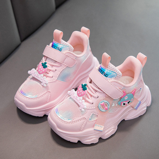小女孩软底童鞋 ABC 儿童跑步鞋 2025春秋新款 子 Fans女童网面运动鞋