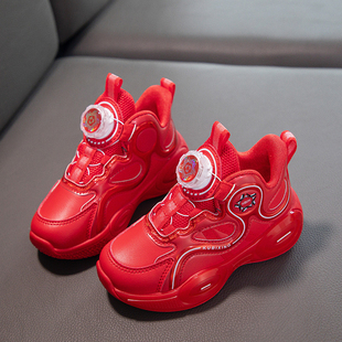 Fans女童运动鞋 儿童高帮跑步鞋 大红色鞋 男童鞋 子2025秋冬新款 ABC