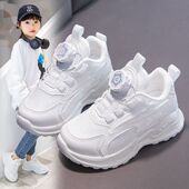 Fans儿童小白鞋 旋转按扣童鞋 2025春秋新男童网面鞋 ABC 女童运动鞋