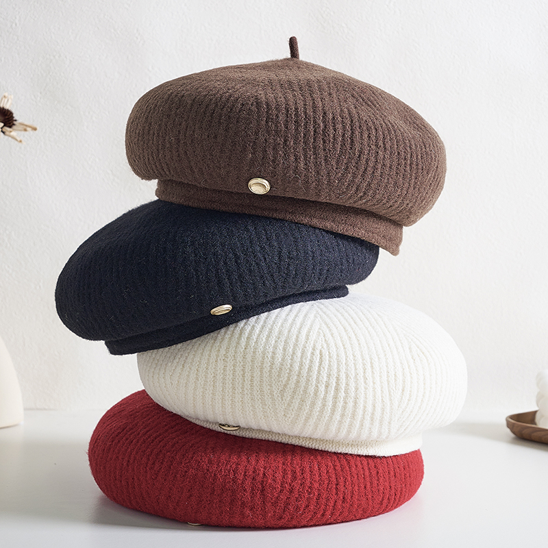 朵澜羊毛呢贝雷帽女冬韩系百搭保暖画家帽子休闲气质显脸小八角帽