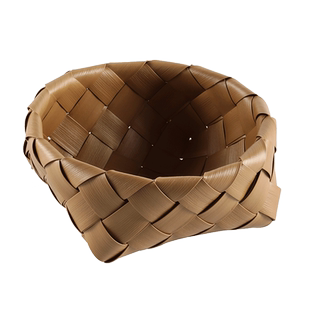 闲储仿藤木编圆形果盘点心篮厨房姜蒜收纳筐桌面杂物盒