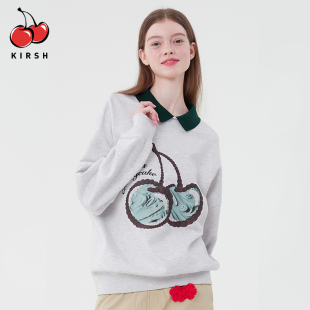 卫衣 小翻领卫衣女秋冬撞色套头少女韩版 樱桃KIRSH 段艺璇同款