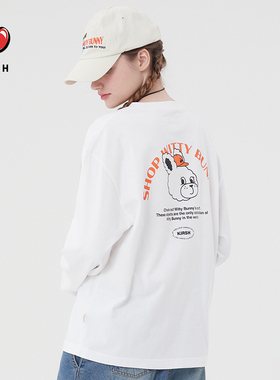 kirsh樱桃2025春秋韩版休闲宽松长袖T恤女叠穿内搭打底衫上衣少女