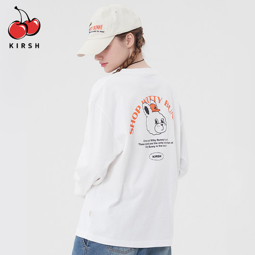 kirsh樱桃2025春秋韩版休闲宽松长袖T恤女叠穿内搭打底衫上衣少女