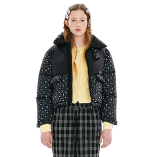 kirsh大樱桃冬季新保暖外套时尚超短款拼接羽绒服高腰甜美面包服