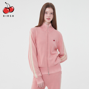 立领休闲少女韩版 kirsh大樱桃春秋新款 保暖毛衣外套针织开衫