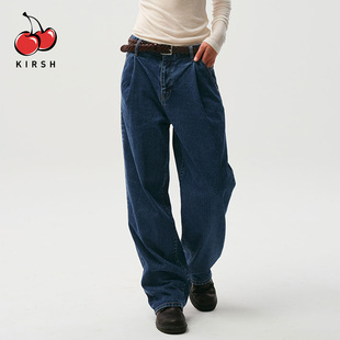 kirsh复古宽松直筒牛仔裤男女款休闲慵懒松弛感情侣阔腿裤长裤潮