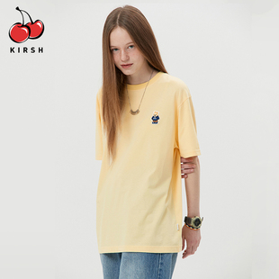 KIRSH大樱桃夏季 T恤少女慵懒学院风 刺绣樱桃兔纯色短袖